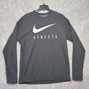 Nike Pro Dri-Fit Graphic Crew Shirt Mens‎ XL Black Center Swoosh Long Sleeve